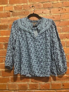 Blue Floral Peasant Blouse - Style & Co.